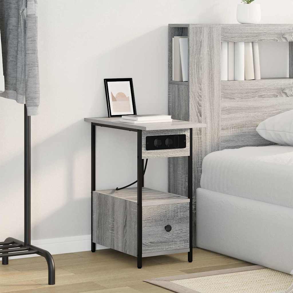 Bedside Cabinet Grey sonoma 60 x 30 x 61 cm Engineered wood