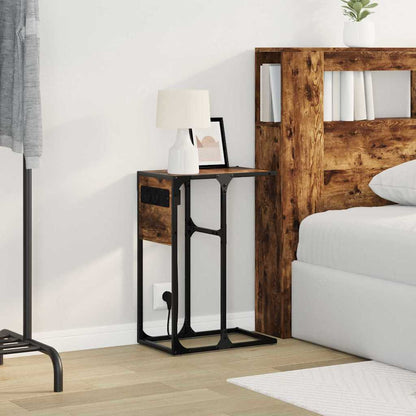 Bedside Table Smoked oak Engineered wood