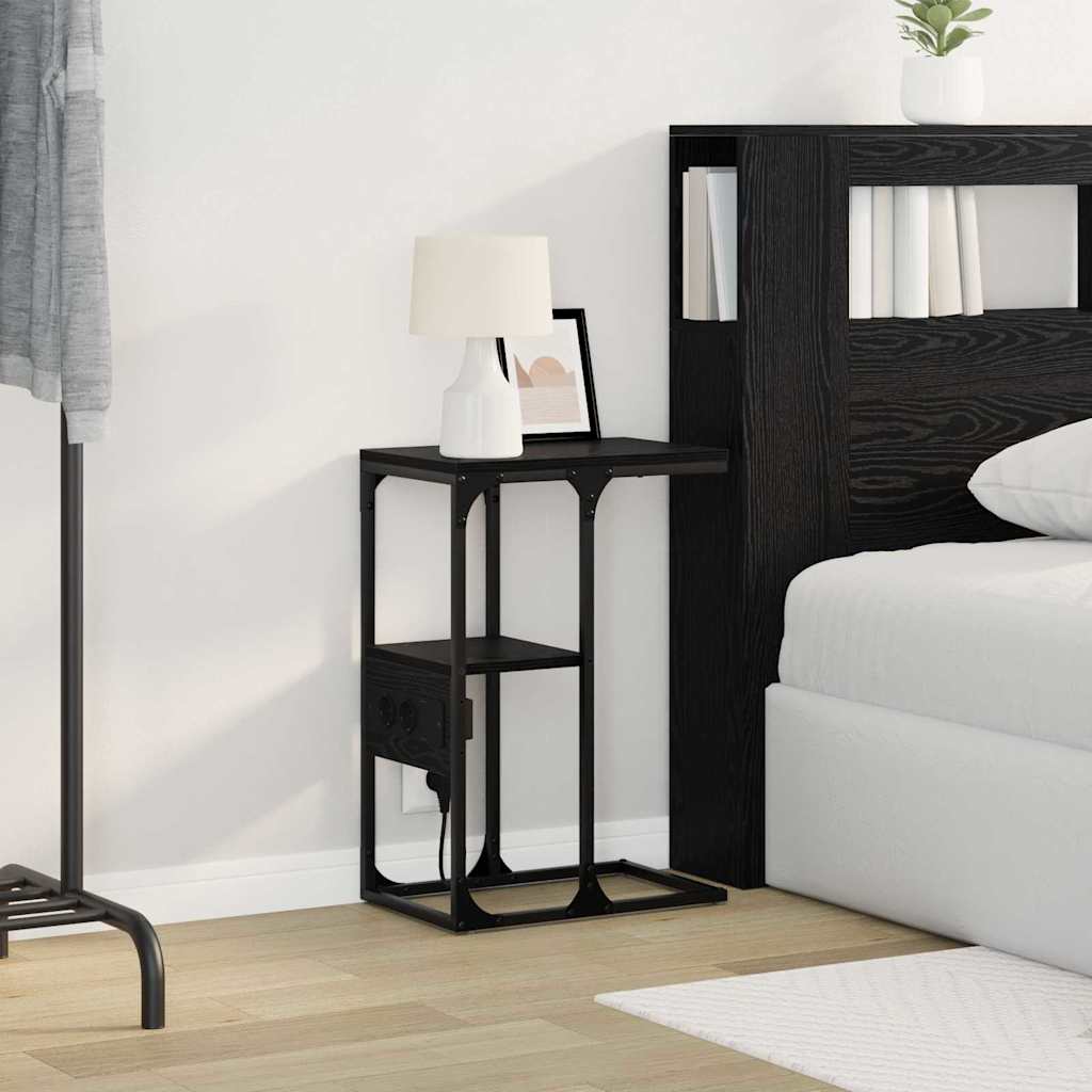 Bedside Cabinet Black oak 41.5 x 26 x 60.5 cm Engineered wood