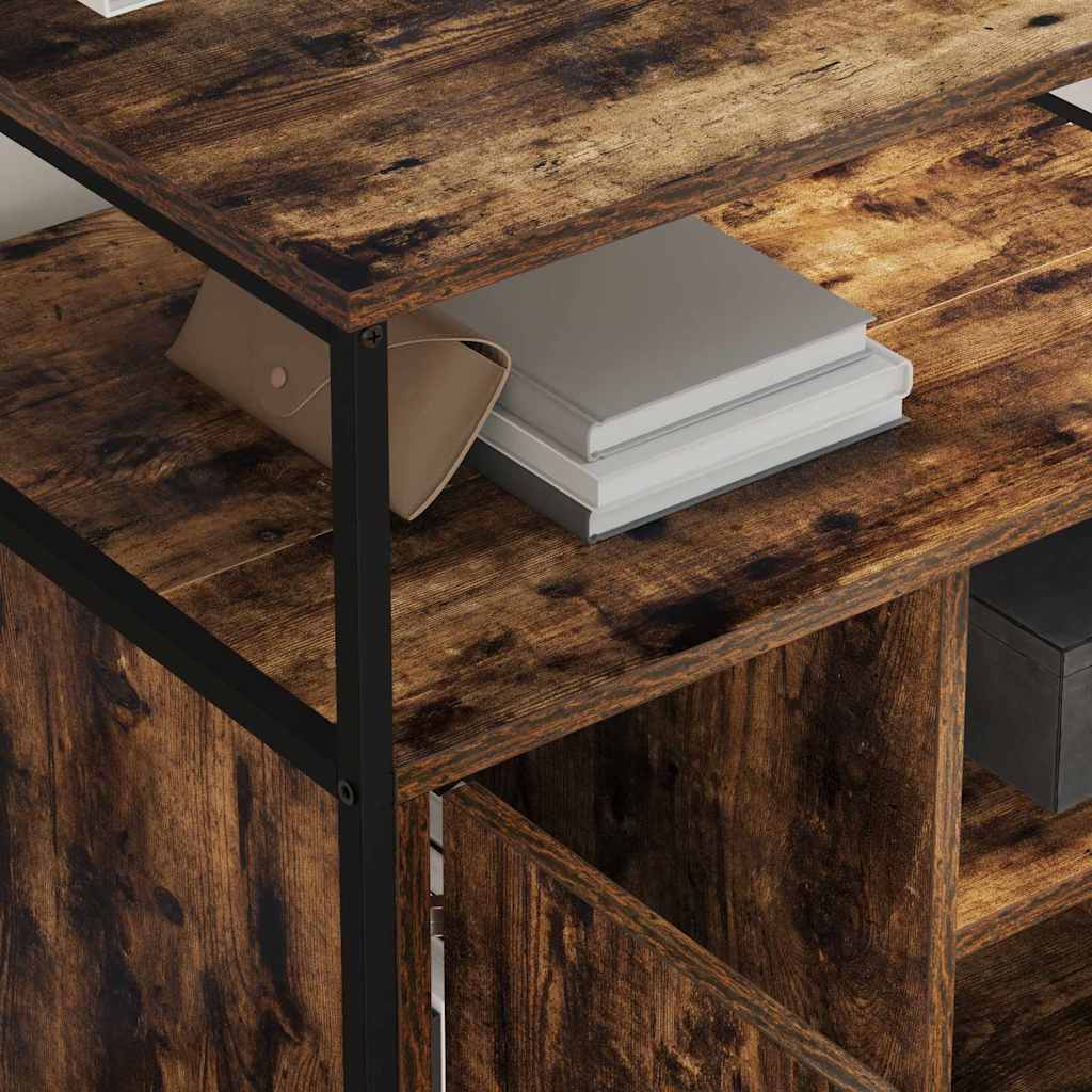 Office Cabinet with Charging Station Smoked oak 61 x 46 x 67 cm