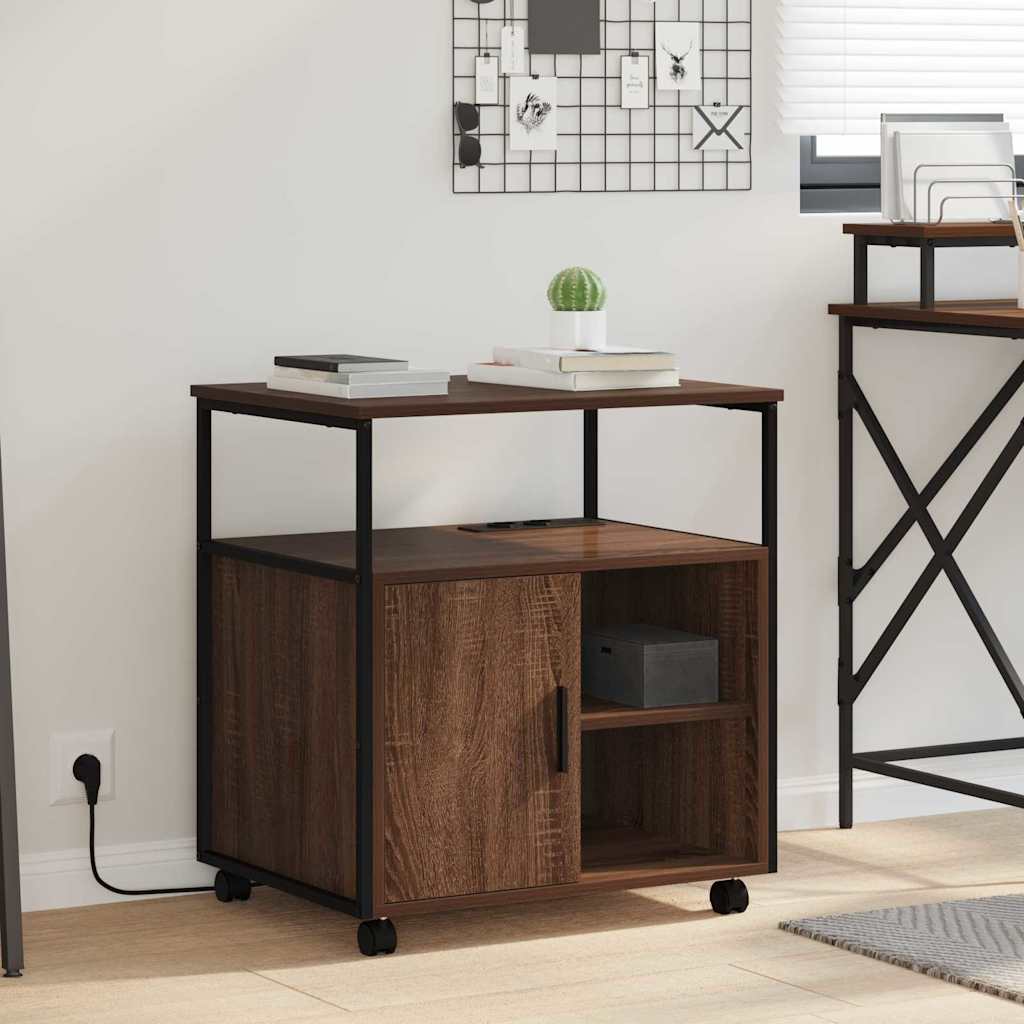 Office Cabinet with Charging Station Brown oak 61 x 46 x 67 cm