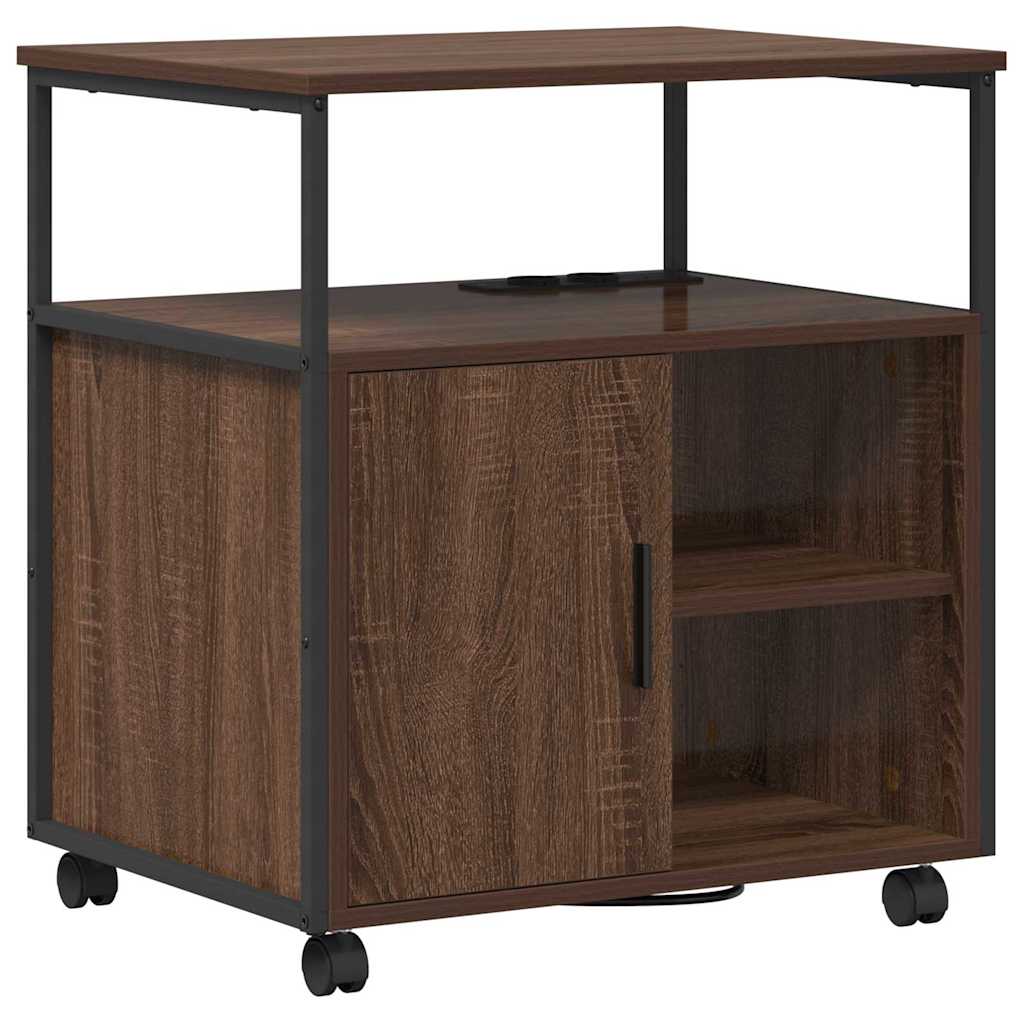 Office Cabinet with Charging Station Brown oak 61 x 46 x 67 cm
