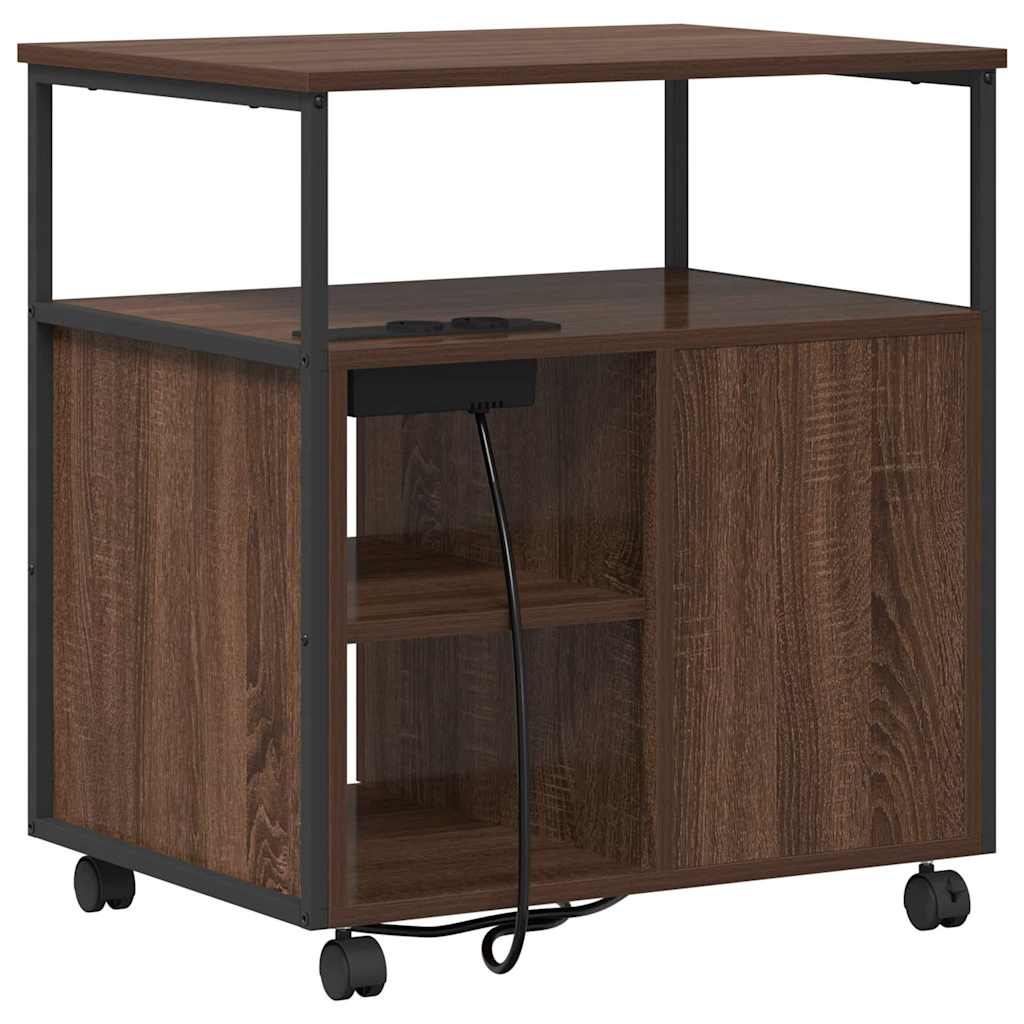 Office Cabinet with Charging Station Brown oak 61 x 46 x 67 cm