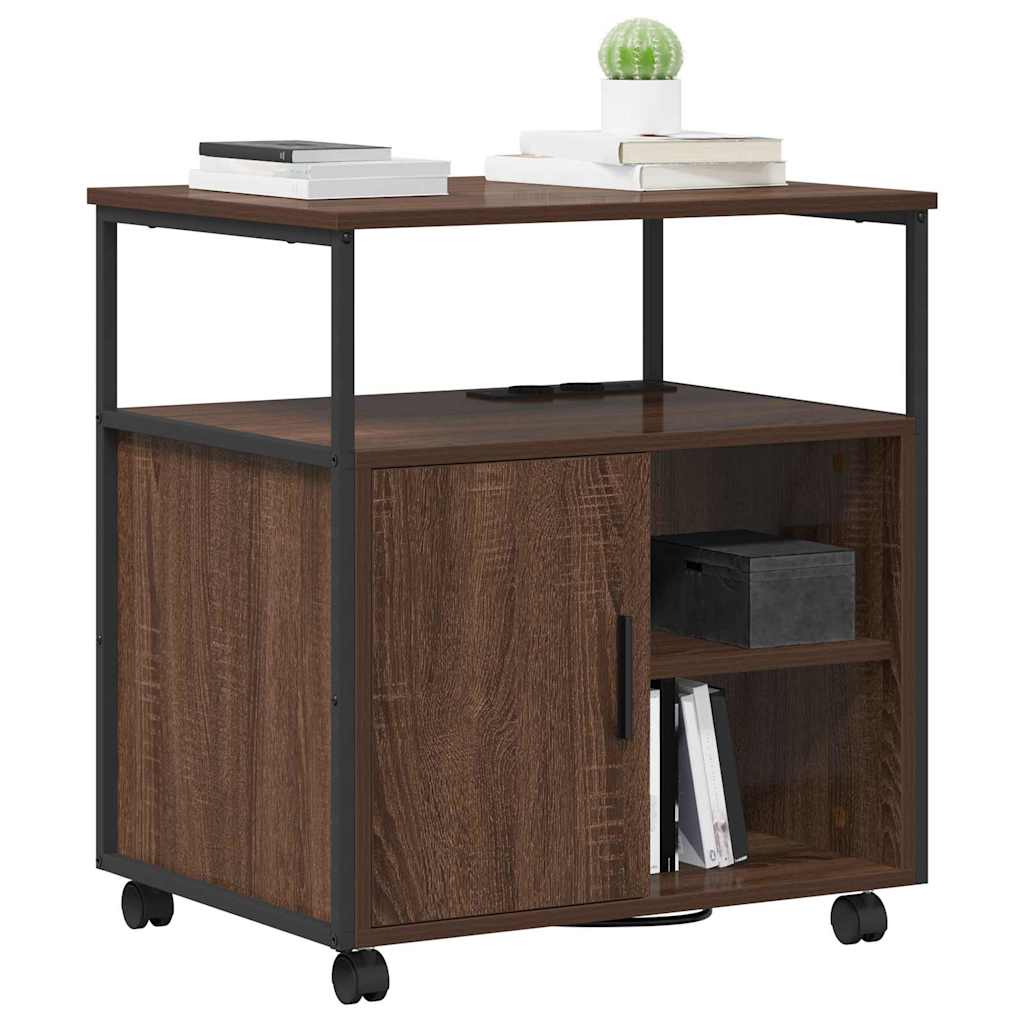 Office Cabinet with Charging Station Brown oak 61 x 46 x 67 cm