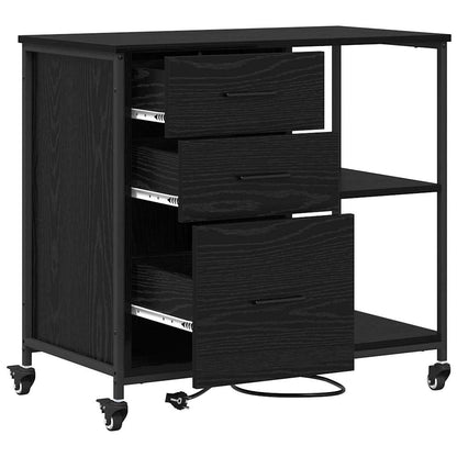 Office Cabinet Black oak 76 x 41 x 72 cm Engineered wood