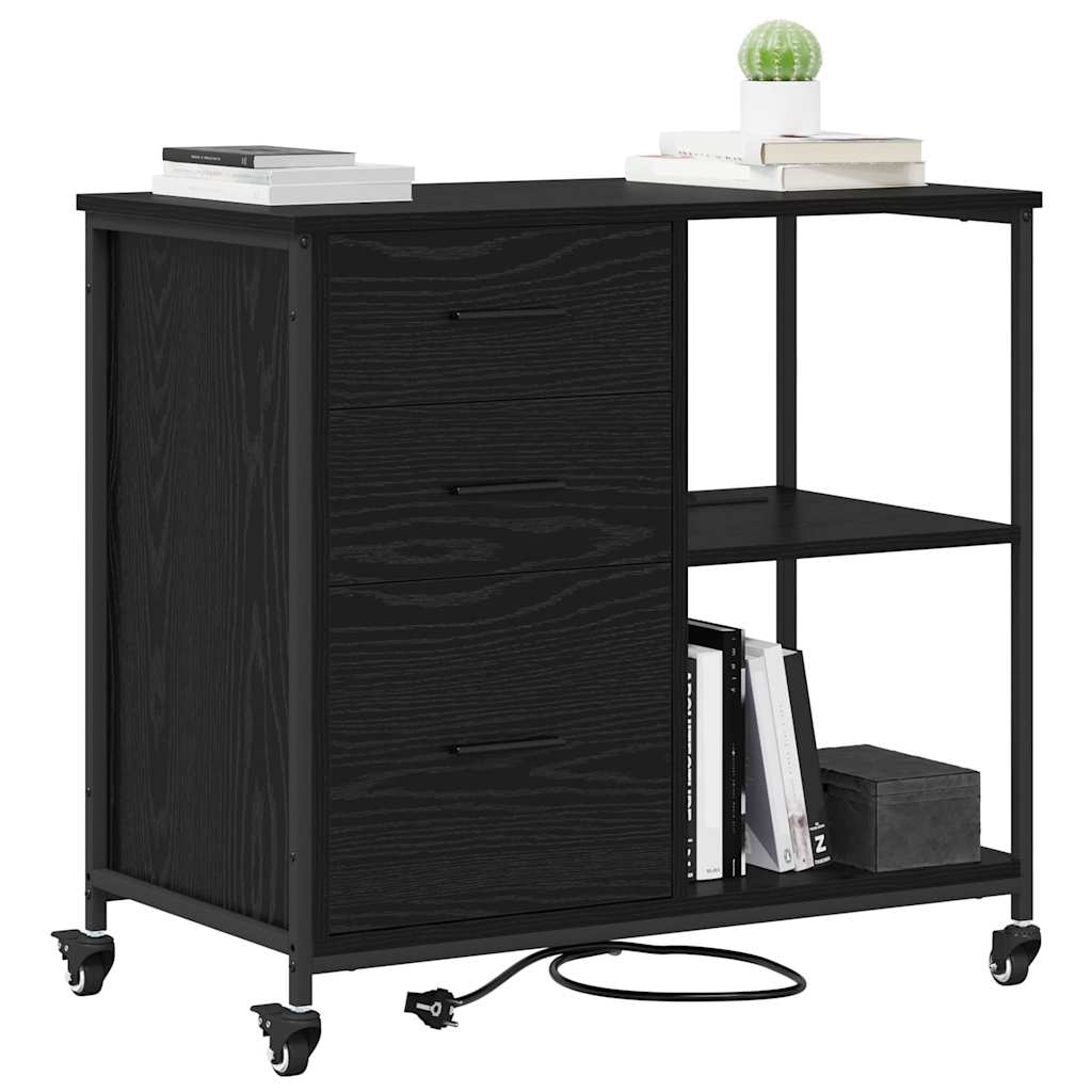 Office Cabinet Black oak 76 x 41 x 72 cm Engineered wood