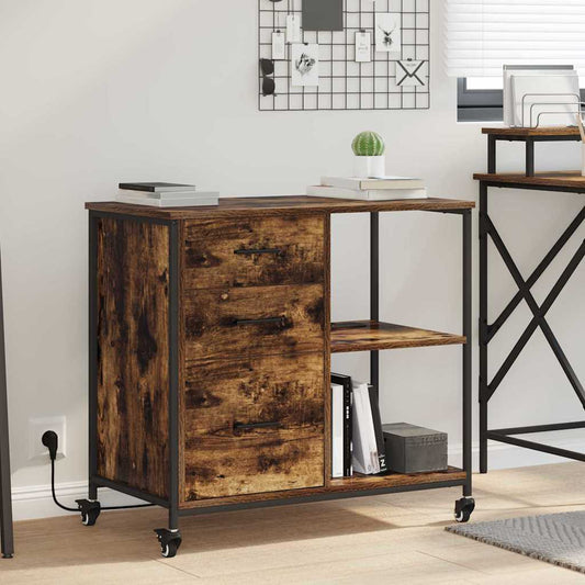 Office Cabinet Smoked oak 76 x 41 x 72 cm Engineered wood