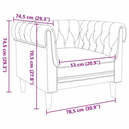 Chesterfield Sofa Chair Dark grey 78.5 x 74.5 x 74.5 cm Fabric