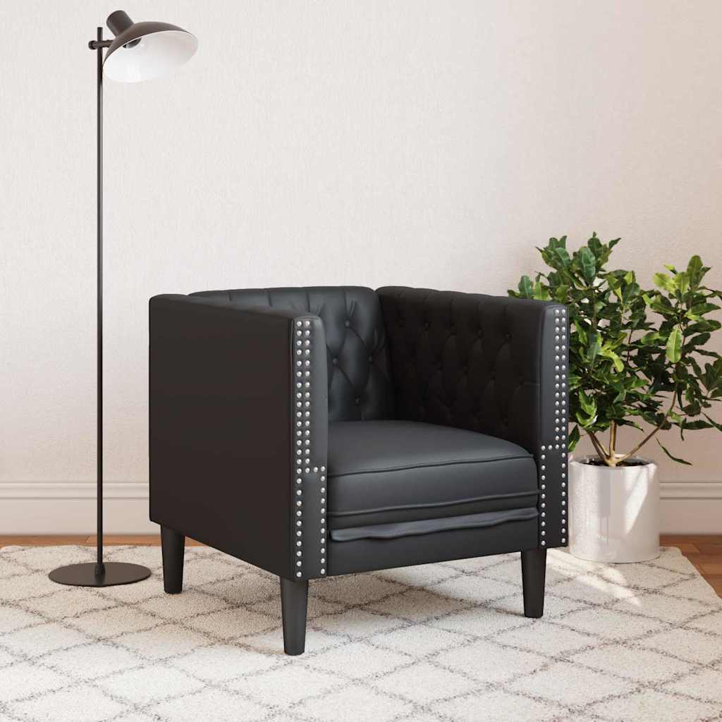 Chesterfield Sofa Chair Black 71 x 74.5 x 70.5 cm Faux leather