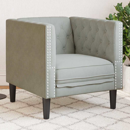 Chesterfield Sofa Chair Light grey 71 x 74.5 x 70.5 cm Velvet