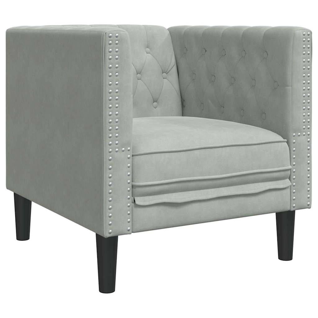 Chesterfield Sofa Chair Light grey 71 x 74.5 x 70.5 cm Velvet