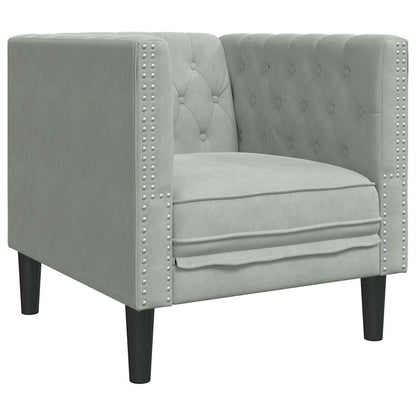 Chesterfield Sofa Chair Light grey 71 x 74.5 x 70.5 cm Velvet