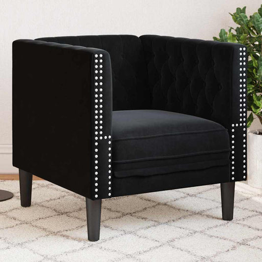 Chesterfield Sofa Chair Other Black 71 x 74.5 x 70.5 cm Velvet