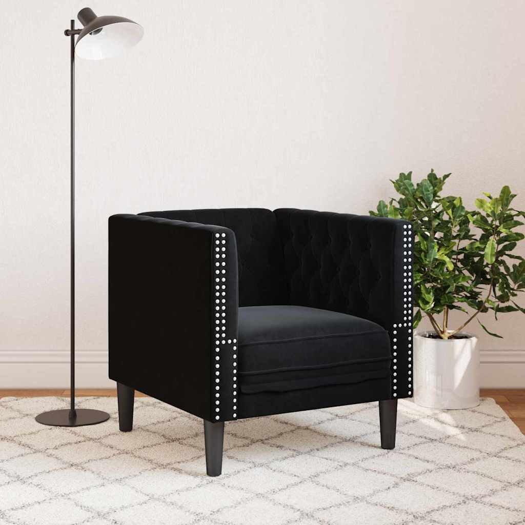 Chesterfield Sofa Chair Other Black 71 x 74.5 x 70.5 cm Velvet