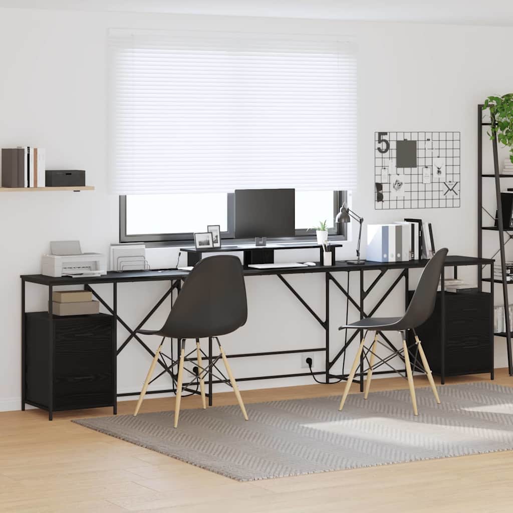 Desk with Drawer Black oak 182 x 101 x 87.5 cm Engineered wood