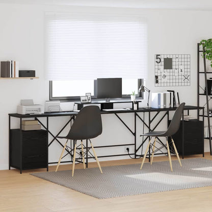 Desk with Drawer Black oak 182 x 101 x 87.5 cm Engineered wood