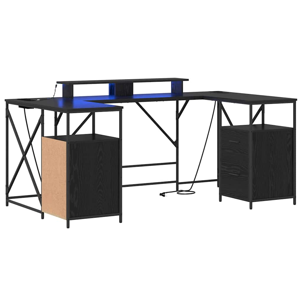 Desk with Drawer Black oak 182 x 101 x 87.5 cm Engineered wood