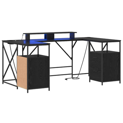 Desk with Drawer Black oak 182 x 101 x 87.5 cm Engineered wood