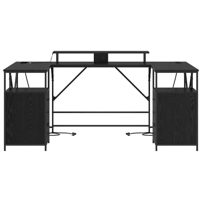 Desk with Drawer Black oak 182 x 101 x 87.5 cm Engineered wood