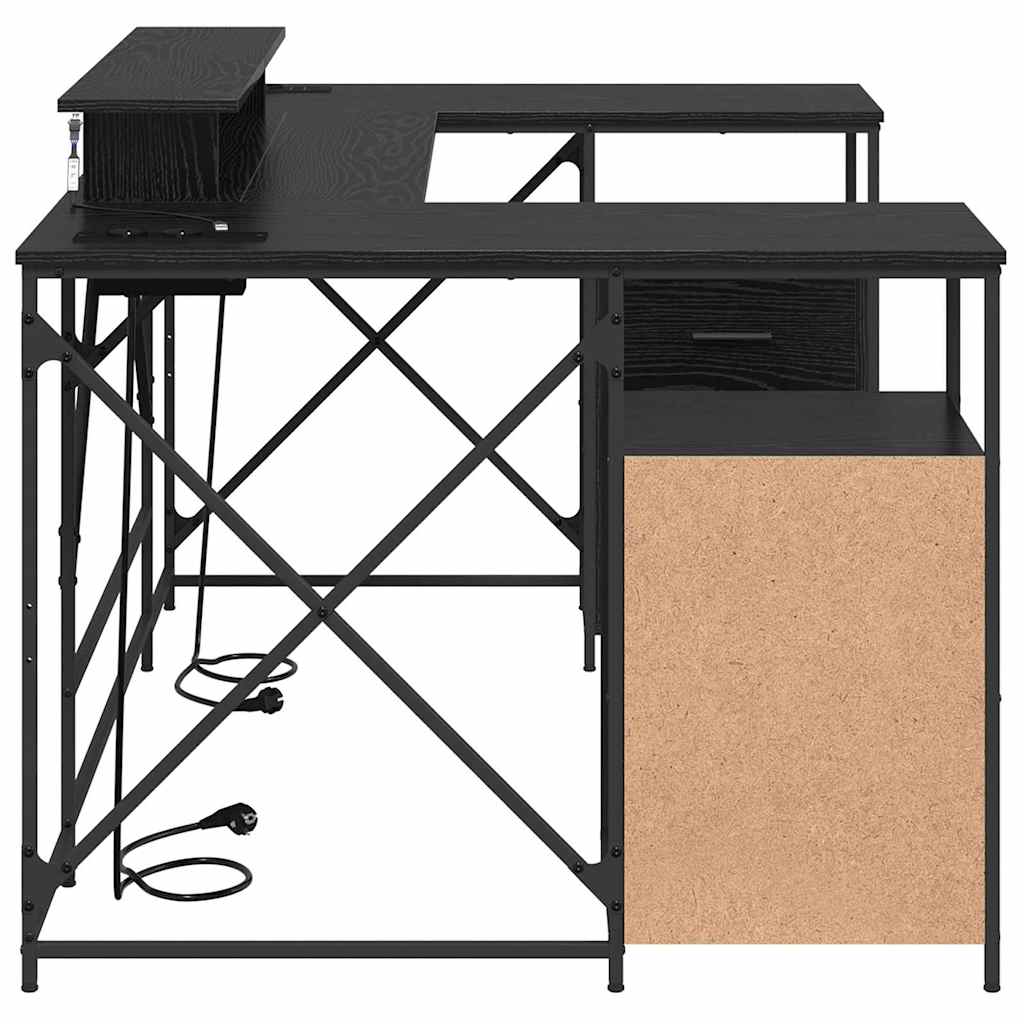Desk with Drawer Black oak 182 x 101 x 87.5 cm Engineered wood