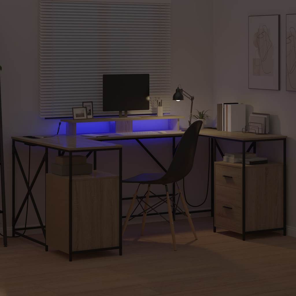 Desk with Drawer Sonoma oak 182 x 101 x 87.5 cm Engineered wood
