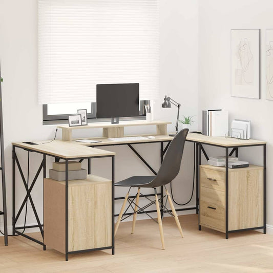 Desk with Drawer Sonoma oak 182 x 101 x 87.5 cm Engineered wood