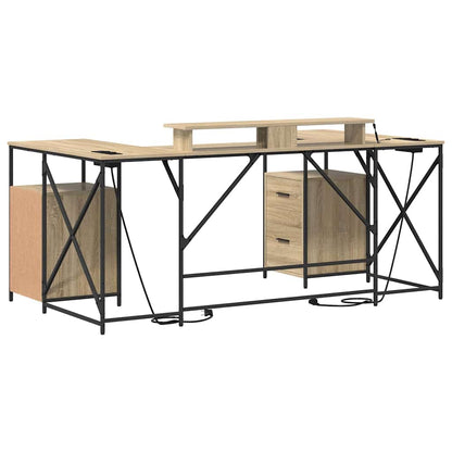 Desk with Drawer Sonoma oak 182 x 101 x 87.5 cm Engineered wood