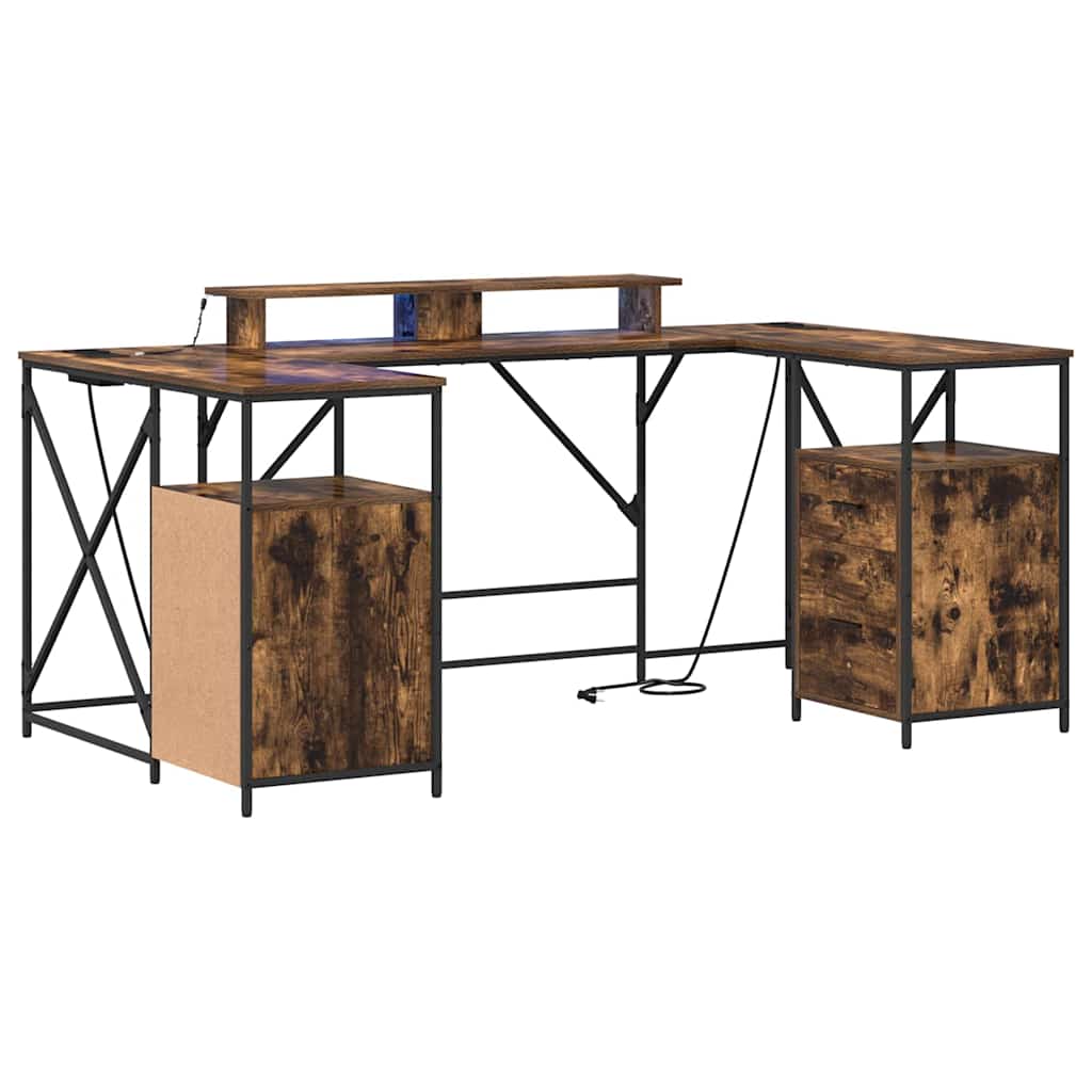 Desk with Drawer Smoked oak 182 x 101 x 87.5 cm Engineered wood