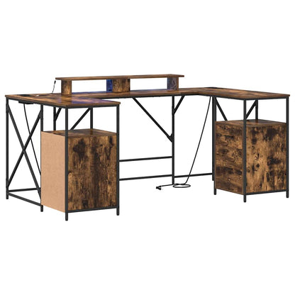 Desk with Drawer Smoked oak 182 x 101 x 87.5 cm Engineered wood