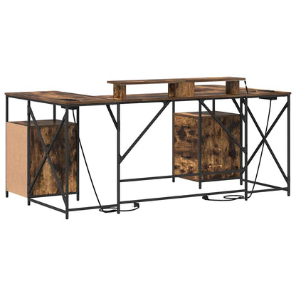 Desk with Drawer Smoked oak 182 x 101 x 87.5 cm Engineered wood