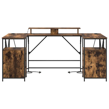 Desk with Drawer Smoked oak 182 x 101 x 87.5 cm Engineered wood