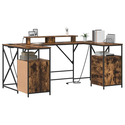 Desk with Drawer Smoked oak 182 x 101 x 87.5 cm Engineered wood