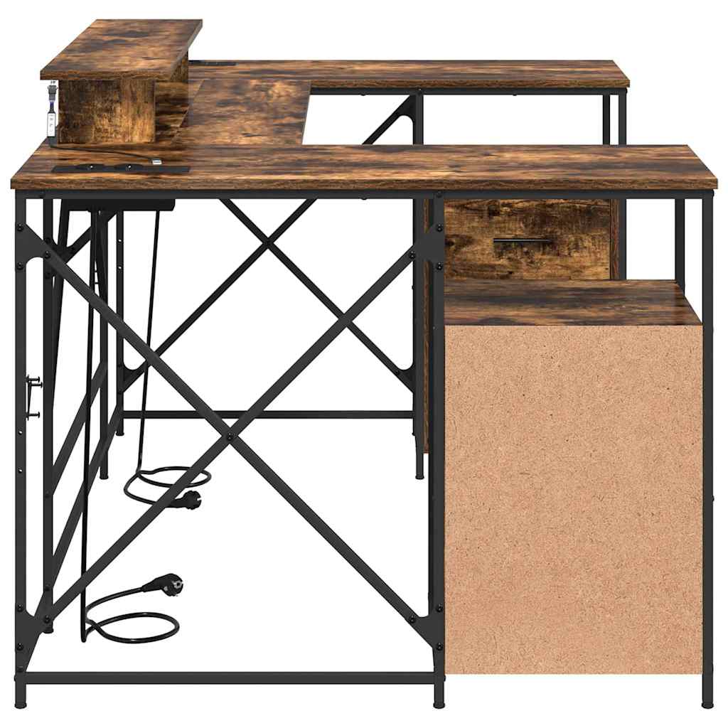 Desk with Drawer Smoked oak 182 x 101 x 87.5 cm Engineered wood