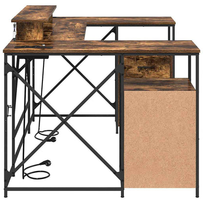 Desk with Drawer Smoked oak 182 x 101 x 87.5 cm Engineered wood