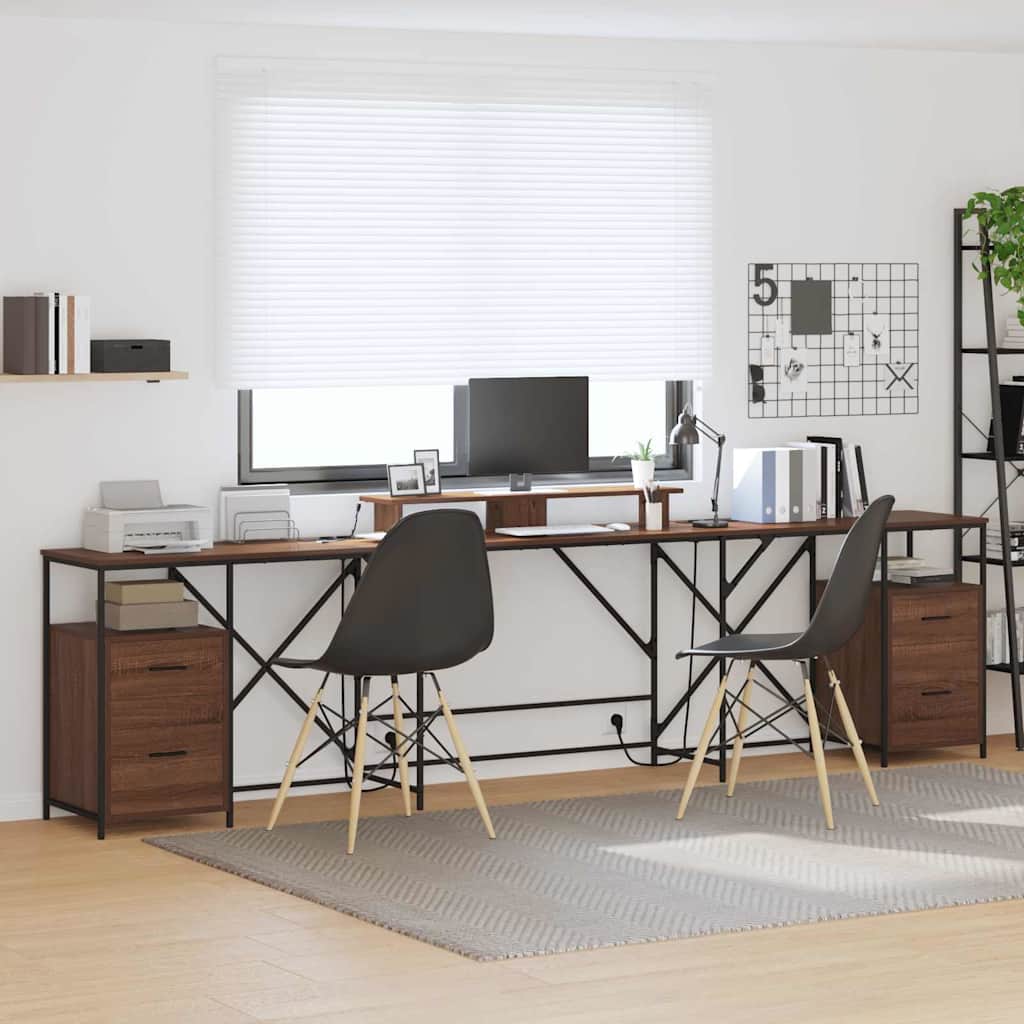 Desk with Drawer Brown oak 182 x 101 x 87.5 cm Engineered wood