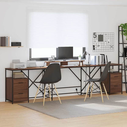 Desk with Drawer Brown oak 182 x 101 x 87.5 cm Engineered wood