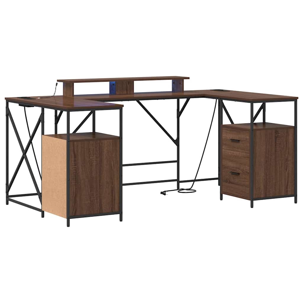 Desk with Drawer Brown oak 182 x 101 x 87.5 cm Engineered wood