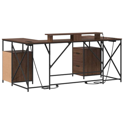 Desk with Drawer Brown oak 182 x 101 x 87.5 cm Engineered wood