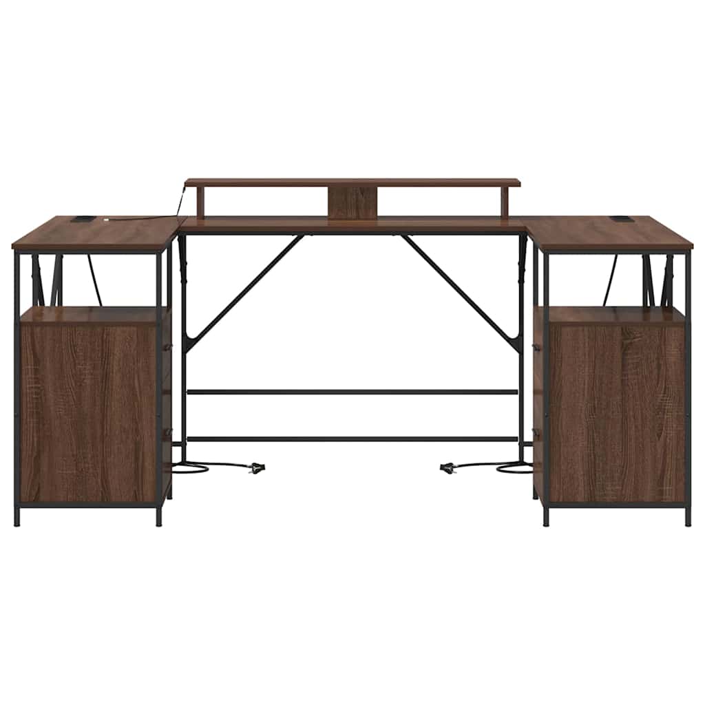 Desk with Drawer Brown oak 182 x 101 x 87.5 cm Engineered wood