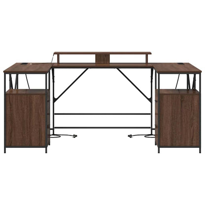 Desk with Drawer Brown oak 182 x 101 x 87.5 cm Engineered wood