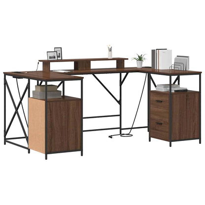 Desk with Drawer Brown oak 182 x 101 x 87.5 cm Engineered wood