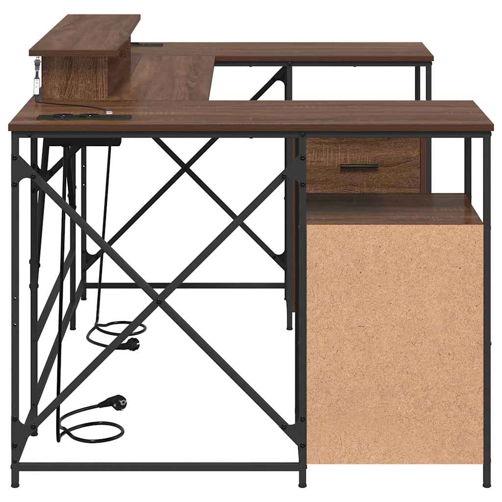 Desk with Drawer Brown oak 182 x 101 x 87.5 cm Engineered wood