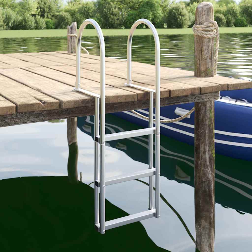Dock Ladder 3-Steps Silver 45 x 11.5 x 134 cm Aluminum