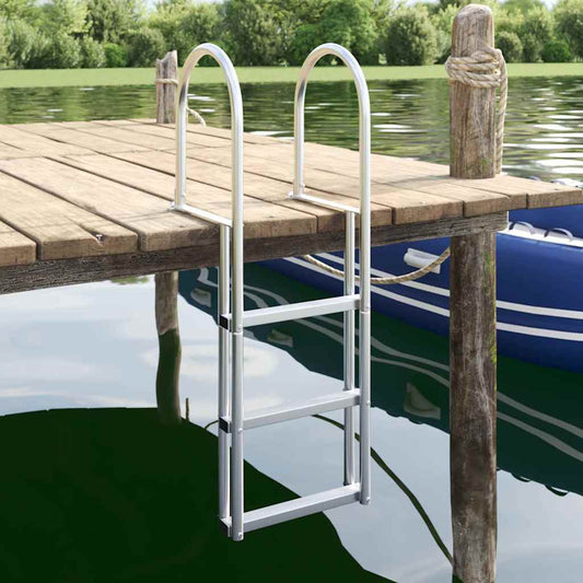 Dock Ladder 3-Steps Silver 45 x 11.5 x 134 cm Aluminum