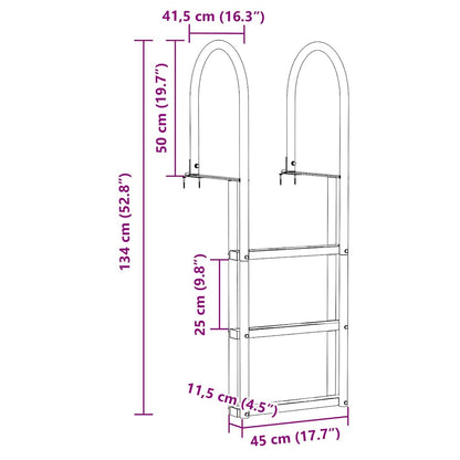 Dock Ladder 3-Steps Silver 45 x 11.5 x 134 cm Aluminum