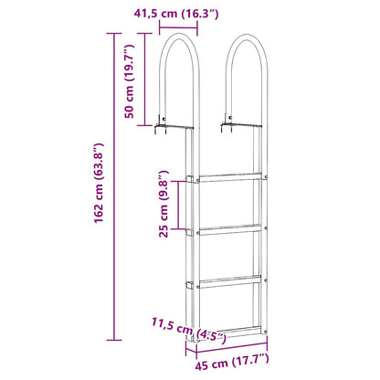 Dock Ladder 4-Steps Silver 45 x 11.5 x 162 cm Aluminum