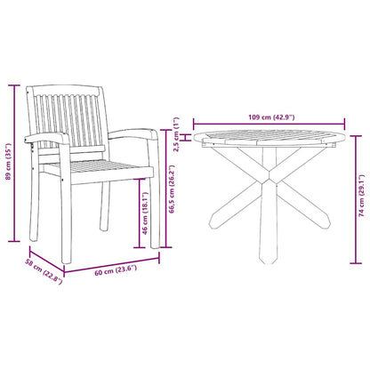 Garden Dining Set 3 pcs Brown Solid Acacia wood
