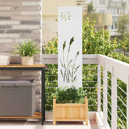 Garden Privacy Screen White 32 x 140 cm Cold-rolled steel