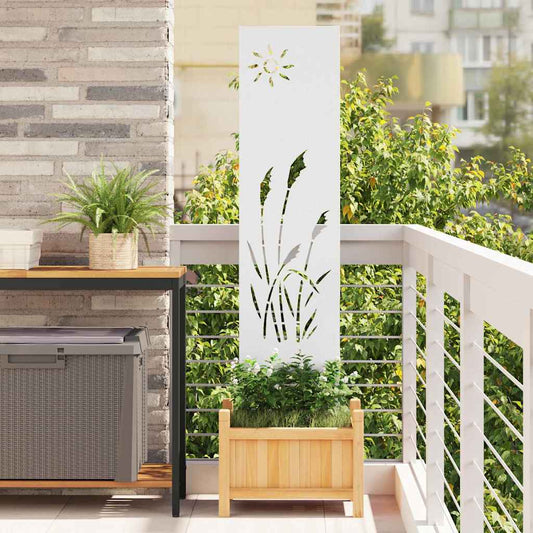 Garden Privacy Screen White 32 x 140 cm Cold-rolled steel