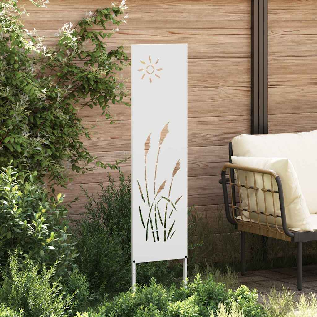 Garden Privacy Screen White 32 x 140 cm Cold-rolled steel